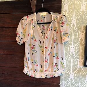 Short Sleeve Sheer Floral Blouse